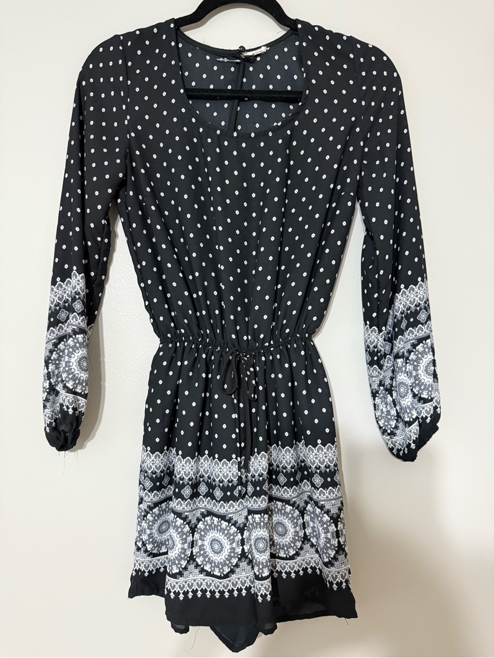 Black and White Polka Dot Print Women's Dress